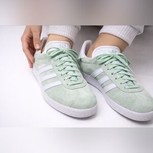 Adidas Women's Mint and White Sneakers